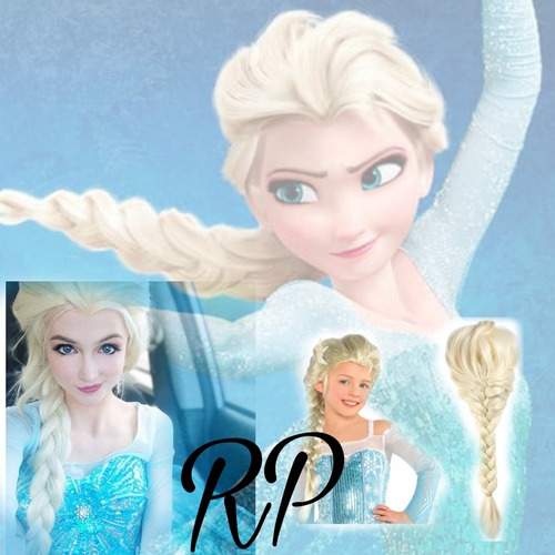 Peluca Rubia Frozen Elsa Pelo Largo Con Trenza Fantasía 