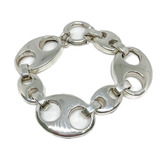 Pulsera Eslabones Ancha Plata 925 Con Marinero 18 Cm