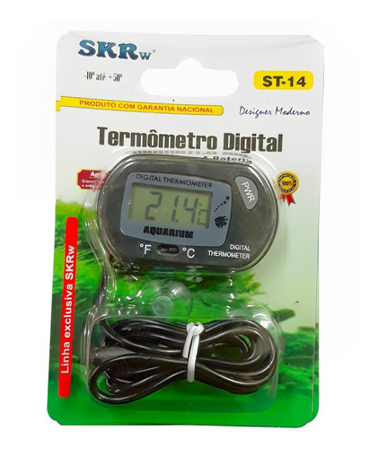 Termômetro P/ Aquário Skrw St-14 Digital C/ Sensor A Bateria