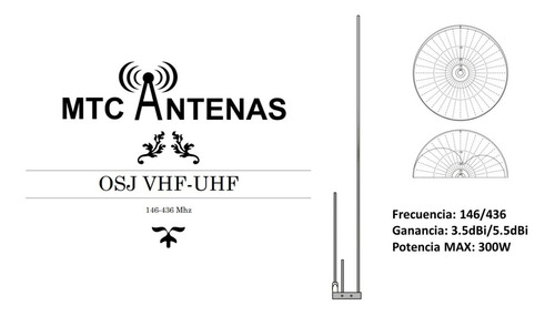 Antena Osj Jpole Bibanda Vhf Uhf Radioaficionado Mtc Antenas