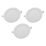 Foco Panel Led 9w Embutido Redondo 14.5cm Luz Fría 220v X3