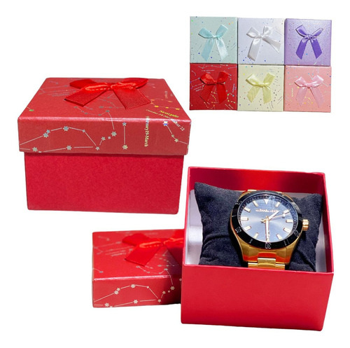 Estuche 6 Caja Regalo Reloj Pulsera Brazalete Oro Plata Cons