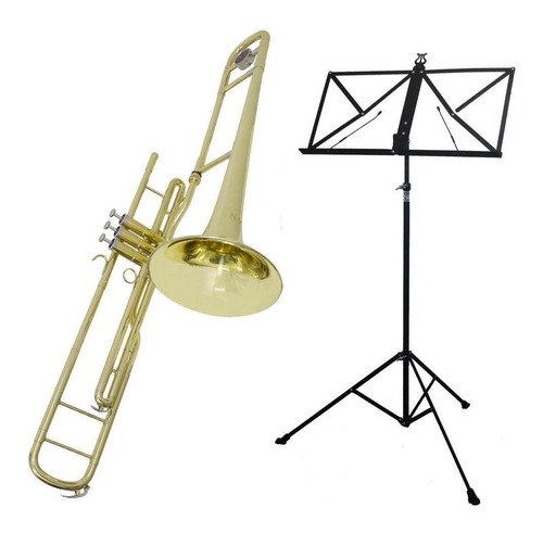 Kit Trombone Pisto Tenor Tb 200pd + Estante De Partitura S2