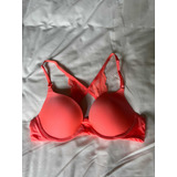 Corpiño Pink 32 B Con Broche En El Frente Color Coral