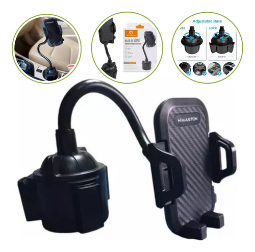 Melhor Suporte Celular Veicular Poderoso Fixador Porta Copo