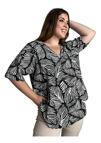 Blusa Fibrana Estampada Mujer Verano Talle Grande