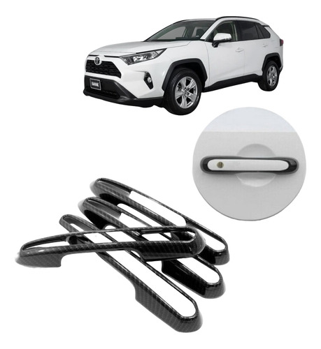 Cubre Manijas Abiertas Fibra Carbono Toyota Rav4 2019 A 2021