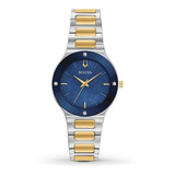 Relógio Feminino Bulova Millennia 98r273 Original Cor Da Correia Prateado E Dourado Cor Do Bisel Azul Cor Do Fundo Azul