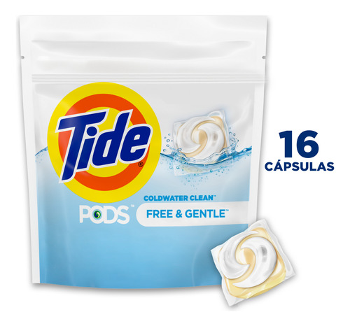 Detergente En Cápsulas Tide Pods Free & Gentle, 16 Unidades