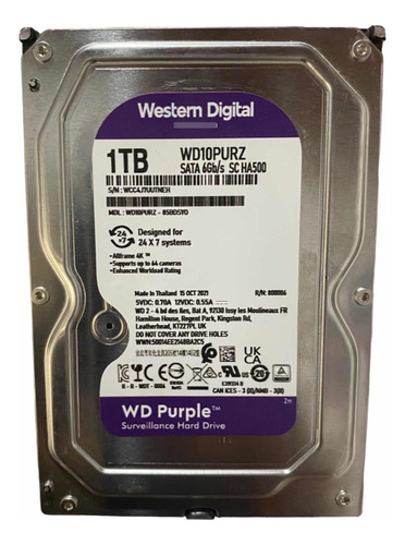 Hd Wd 1tb Purple Westen Digital Sata 6gb/s Com Garantia.