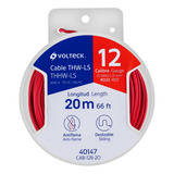 Carrete Con 20 M De Cable Thhw-ls 12 Awg Rojo, Volteck 40147