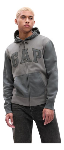 Polerón Hombre Gap Logo Colorblock Con Cierre Gris