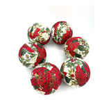 3  Poinsettia Fabric Bolas De Navidad Envueltas: Decoracion 