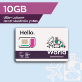 Chip 10gb Europa, Israel, Usa Y Más. 70 Destinos. Sim