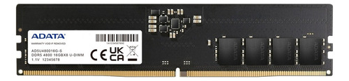 Memoria Ram Color Negro  16gb 1 Adata Ad5u480016g-s