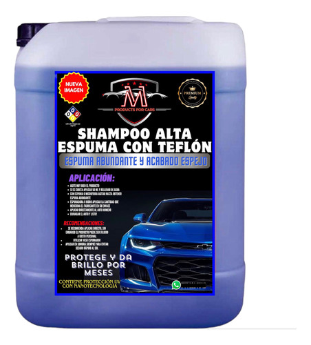 Shampoo Con Cera Y Telfon Alto Rendimiento Alta Espuma 20 L