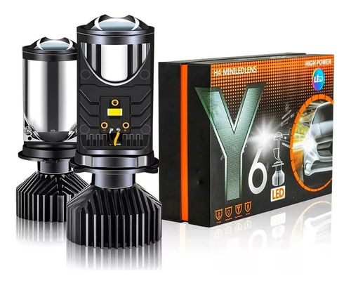 Kit Led H4 Mini Y6 Projetor Canhão 5500k 60w 12/24v