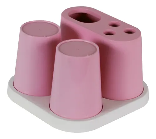 Set De Baño Porta Cepillo De Dientes + 2 Vasos Kuma