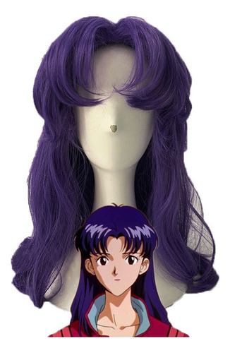 Peluca De Cosplay De Anime Misato For Mujer, Pelo Largo, Ca