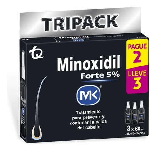 Oferta Minoxidil Mk Forte 5% Pague 2 Lleve 3 Und