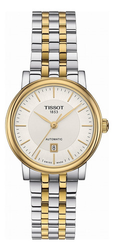 Reloj Tissot Carson Premium Automatic Lady T1222072203100 Color De La Malla Plateado Y Dorado Color Del Bisel Dorado Color Del Fondo Plateado