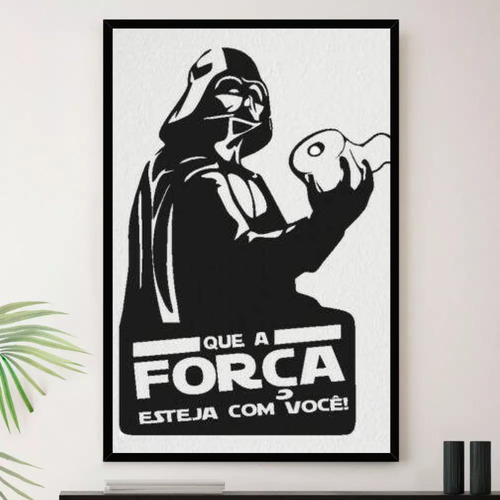 Quadro Banheiro Darth Vader Força Decorativo A3 35x45cm Cor Preto Cor Da Armação Preto