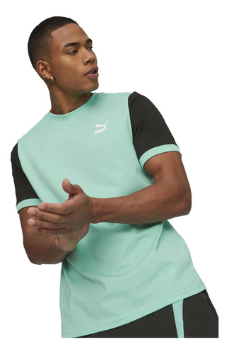 Remera Puma Classics Block Sportstyle Hombre Moda Verde