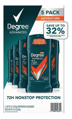 Desodorante Degree Advanced Adventure 76g Pack Com 5