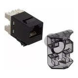 3 Jack Rj45 Cat 6 Amp 5868ab Black Hembra + 1 Cat5e Amp Red