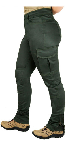 Calça Fem-tac Feminina Militar Tática Cargo Bélica Verde