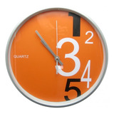 Reloj De Pared Naranja Quartz Grande Medidas 30 Cms