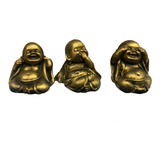 Mini Trio De Budas Em Ouro Velho 4cm Estátua