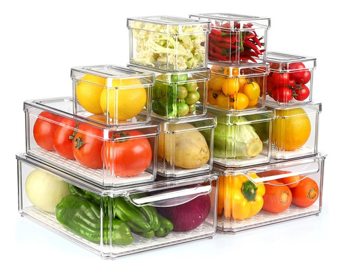 Set 12 Contenedores Organizadores Refrigerador Alimentos