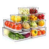 Set 12 Contenedores Organizadores Refrigerador Alimentos