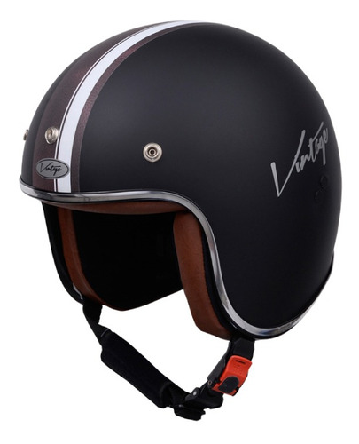 Casco Para Moto Abierto Vértigo Vintage Maya Negro Mate  