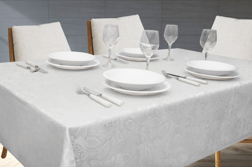 Toalha De Mesa Jacquard 4 Lugares 100x100 Branca  Admirare