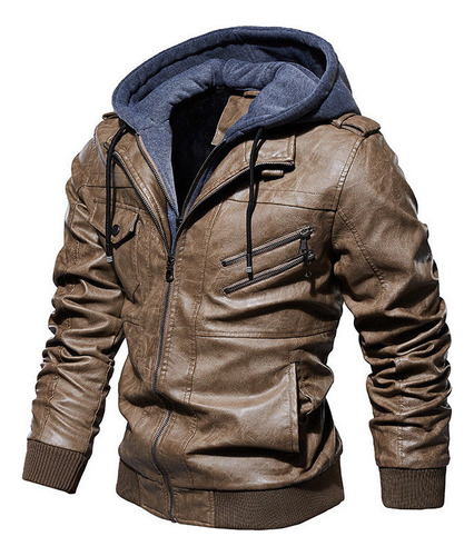 Top Biker Hombre Piel Negro Impermeable