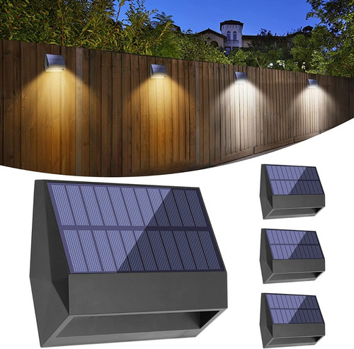 Pack Aplique Luz Pared Solar Led Exterior Waterproof X4