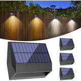 Pack Aplique Luz Pared Solar Led Exterior Waterproof X4