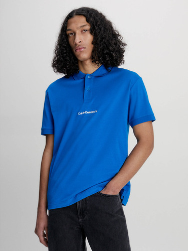 Polo Holgado Con Logo Azul Calvin Klein