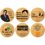 The Office - Juego De 6 Posavasos De Madera De Bambú, Diseño