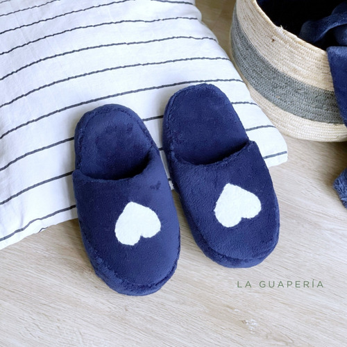 Pantuflas Po Mujer Polar Soft Azul Peluche