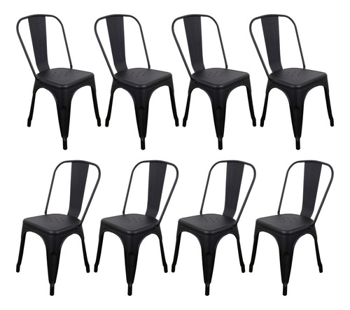 Kit 7 Cadeira Aço Tolix Industrial Empilhavel Varias Cores