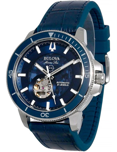 Relógio Bulova Masculino Marine Star Automático 96a291 Azul