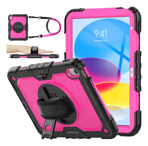 Funda Para iPad De 10.ª Gen 10.9  Giratorio Resistente Rosa