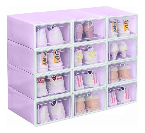 12 Piezas Caja De Zapatos Cajas Organizadoras Apilables