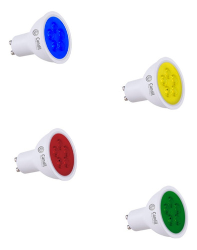 Pack 10 Dicroica Led 4,5 W Candil Amarillo Azul Verde Rojo 