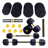 Barra Anilha Halter Dumbbell Kit Musculação Completo - 40kg