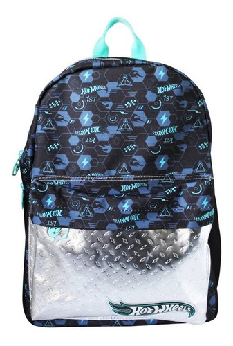 Mochila Morral Bolso Pattern Hot Wheels Escolar Color Azul