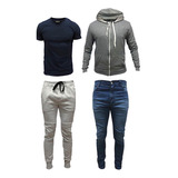 Pack Hombre Remera Lisa + Campera Algodón + Jogger + Jean